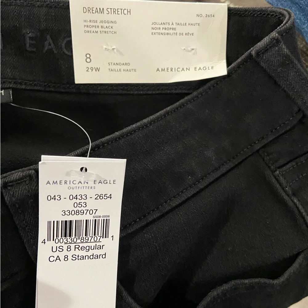 NWT American Eagle Black Jeans Size 8 - Picture 3 of 3